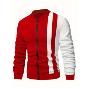 Men's Color Casual Baseball Collar Zipper Jacket