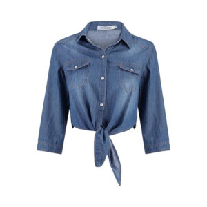 Denim Jean Top Jacket Sleeve Crop Women